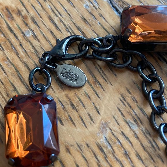 Dark Orange / Amber & Gunmetal Necklace & Earrings Set by Joan Rivers - Picture 8 of 13